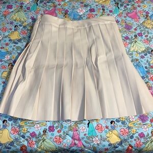 Lulus Cream Faux Leather Pleated Skirt, Small, NWT